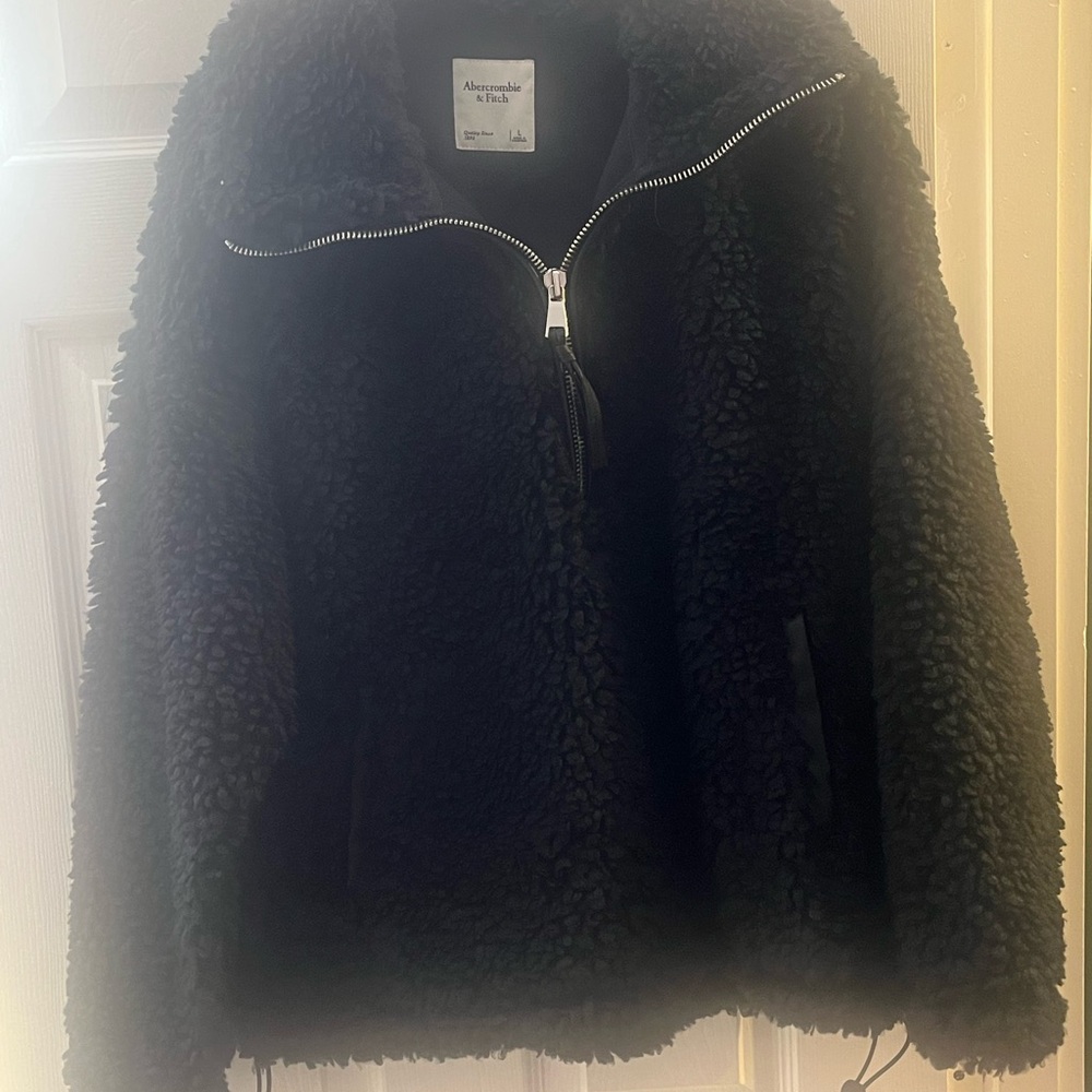 Abercrombie & Fitch Black Teddy Jacket Cozy Outerwear (L)